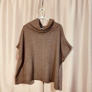Harper Lane Medium Elegant Brown Women's Turtleneck Sweater Poncho GUC